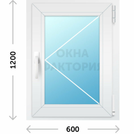 Пластиковое окно KBE 600х1200 открывающееся